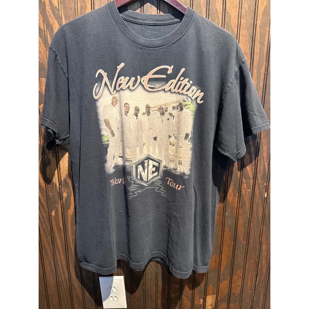 New Edition World Tour Graphic T-Shirt Faded Black Mens XL R&B Band Tee